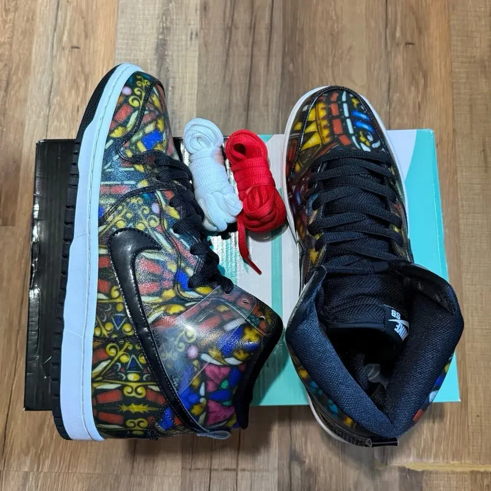 2015 Nike SB Dunk High Premium Concepts Stained Glass 313171-606 Size 10 - Picture 2 of 12